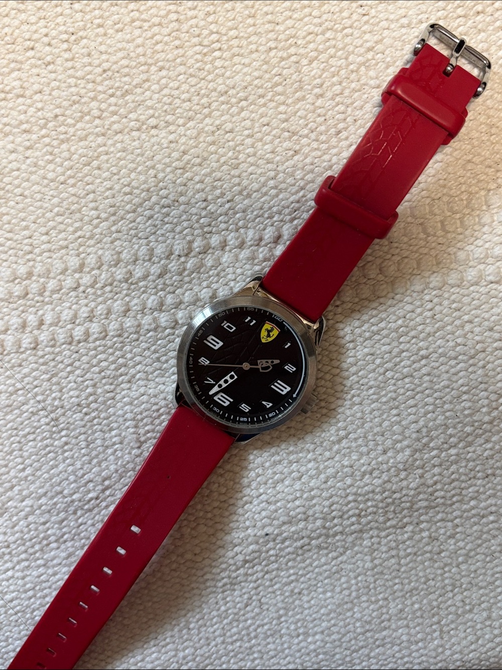 Ferrari Red Strap Black Dial Men's Watch